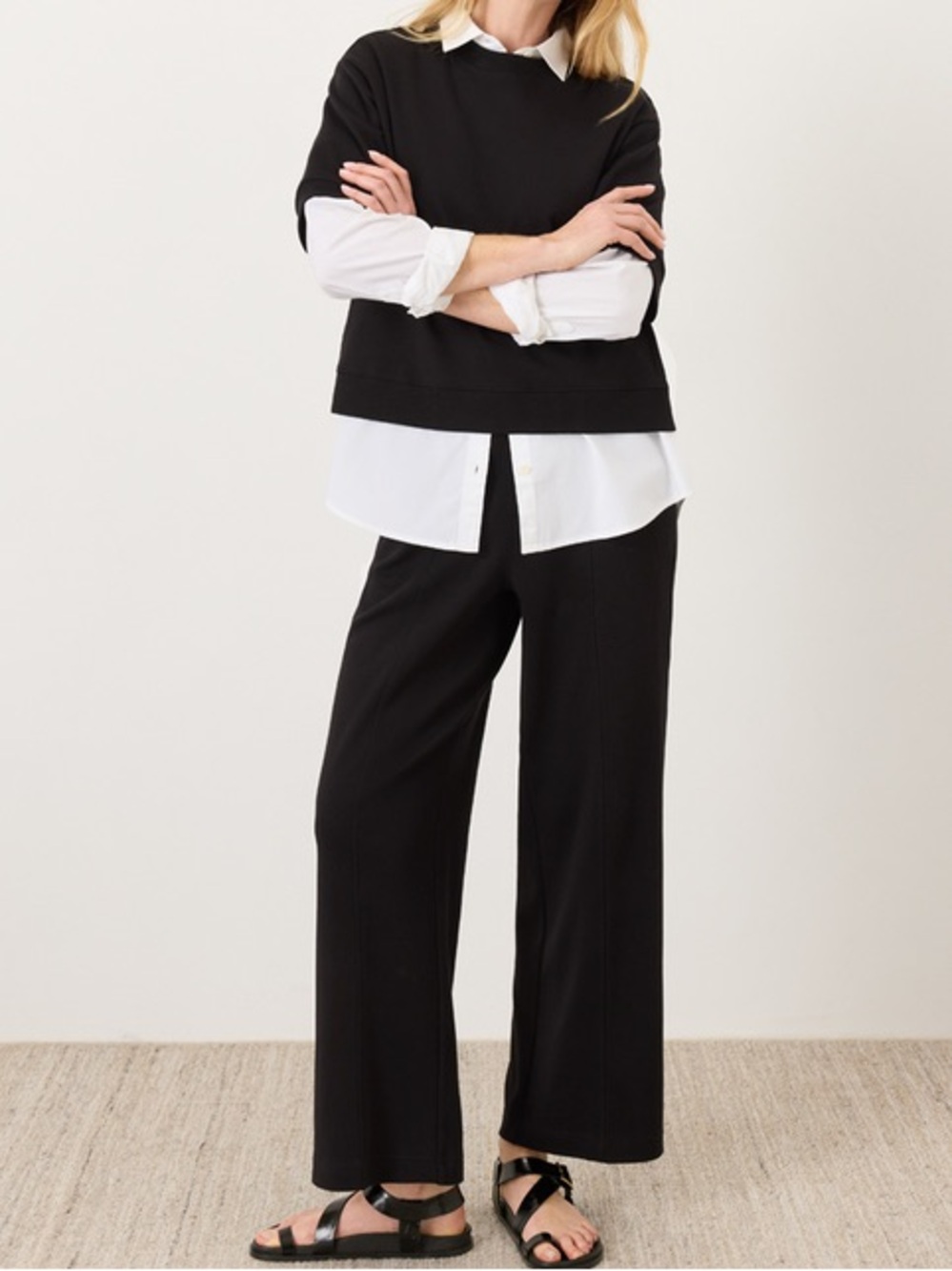 Pact Organic Airplane Pintuck Wide Leg Pant in Black Women’s Large - Picture 6 of 6